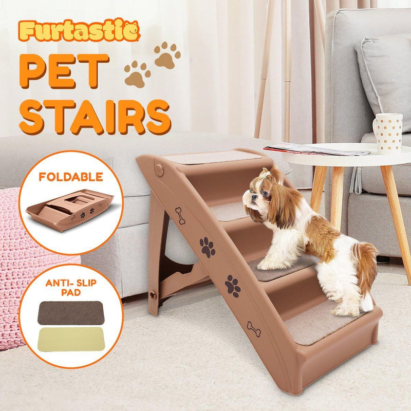 Furtastic 50cm Foldable Step Ladder Stairs - Brown - John Cootes
