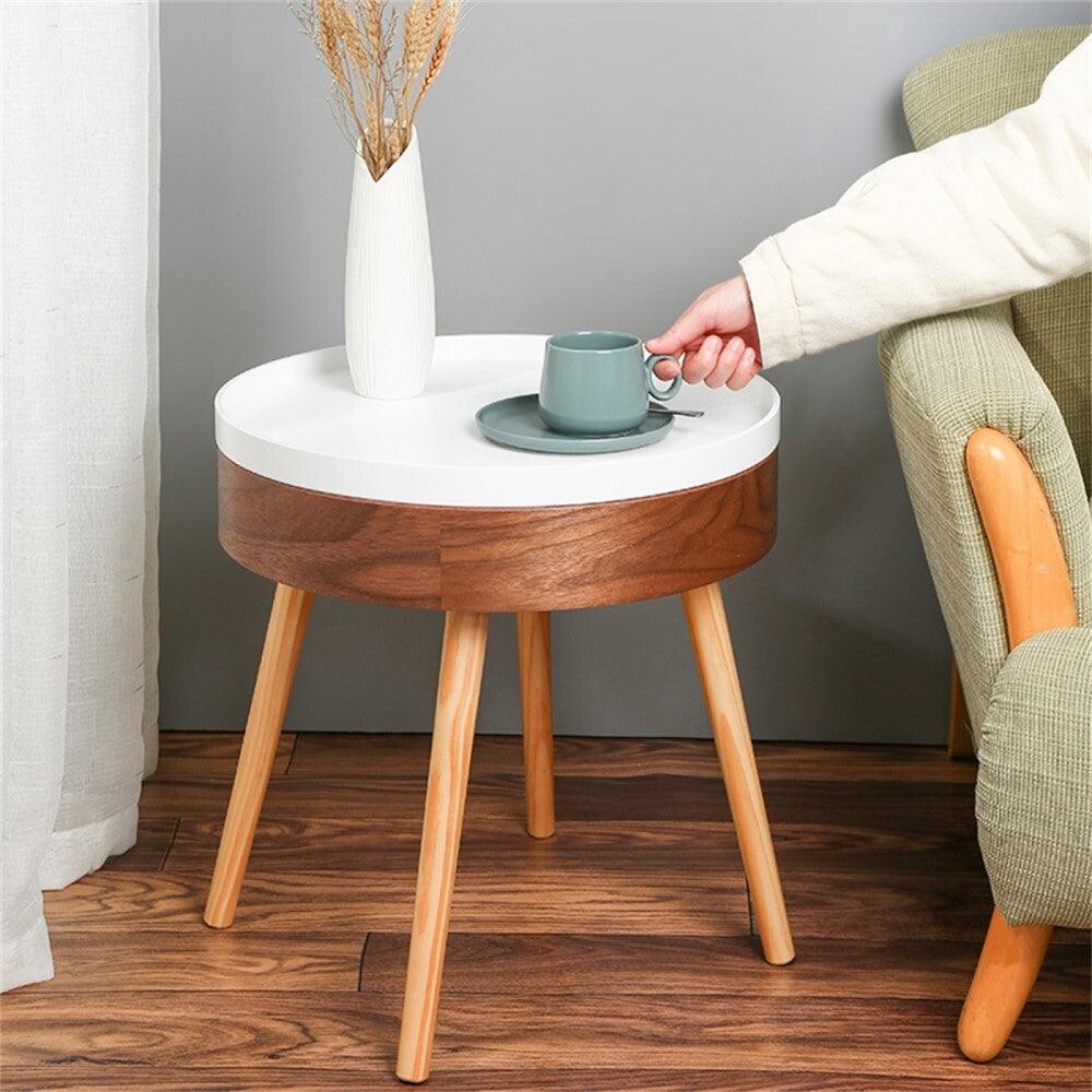 Fuzo Round Side Table With Serving Tray And Storage - John Cootes