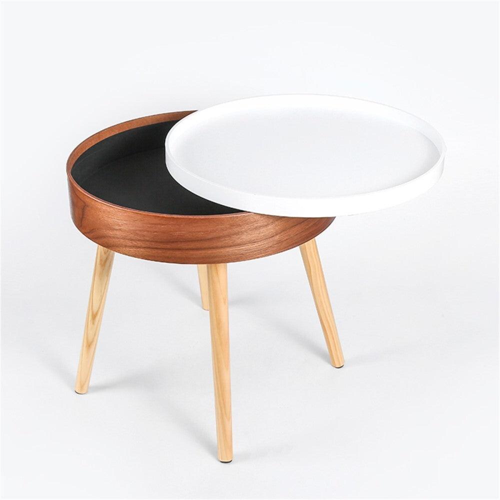 Fuzo Round Side Table With Serving Tray And Storage - John Cootes
