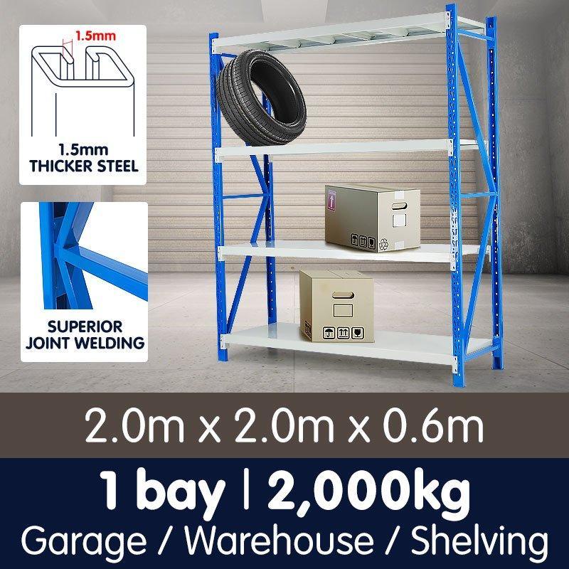 Garage Storage Steel Rack Shelving 2.0m-wide 2000kg - John Cootes