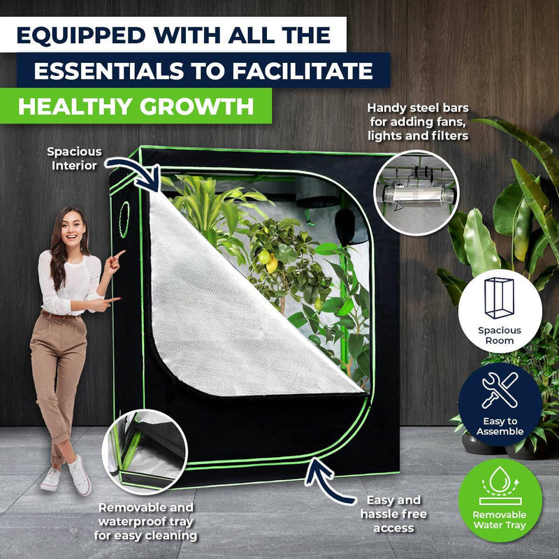 Garden Greens 1.8m x 2m Hydroponic Grow Tent Sturdy Reflective Oxford Fabric - John Cootes