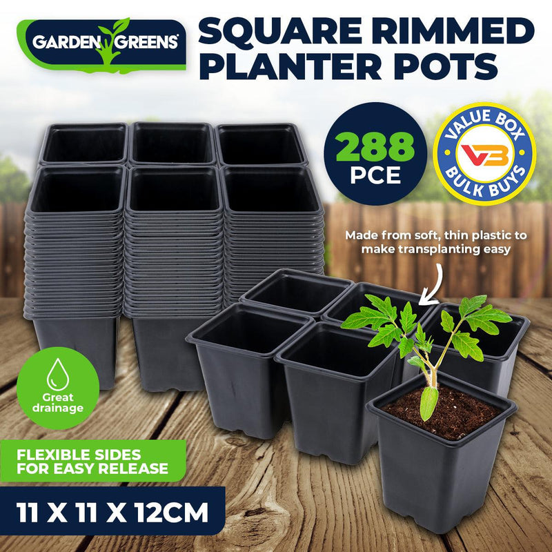 Garden Greens 288PCE Planter Seedling Pot Square Reusable Durable 11cm x 12cm - John Cootes