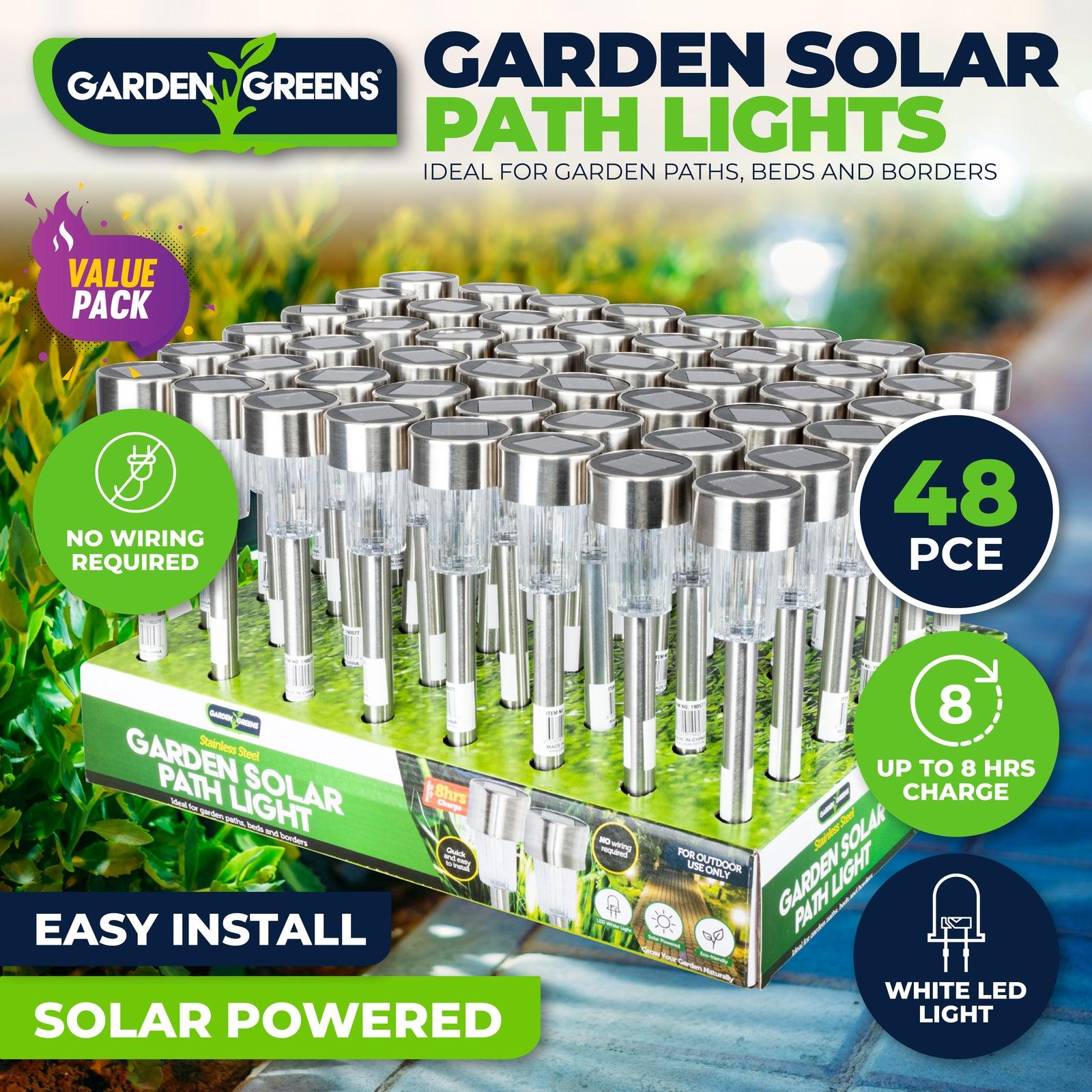 Garden Greens 48PCE Solar Garden/Path Lights Weather Proof Design White LED - John Cootes