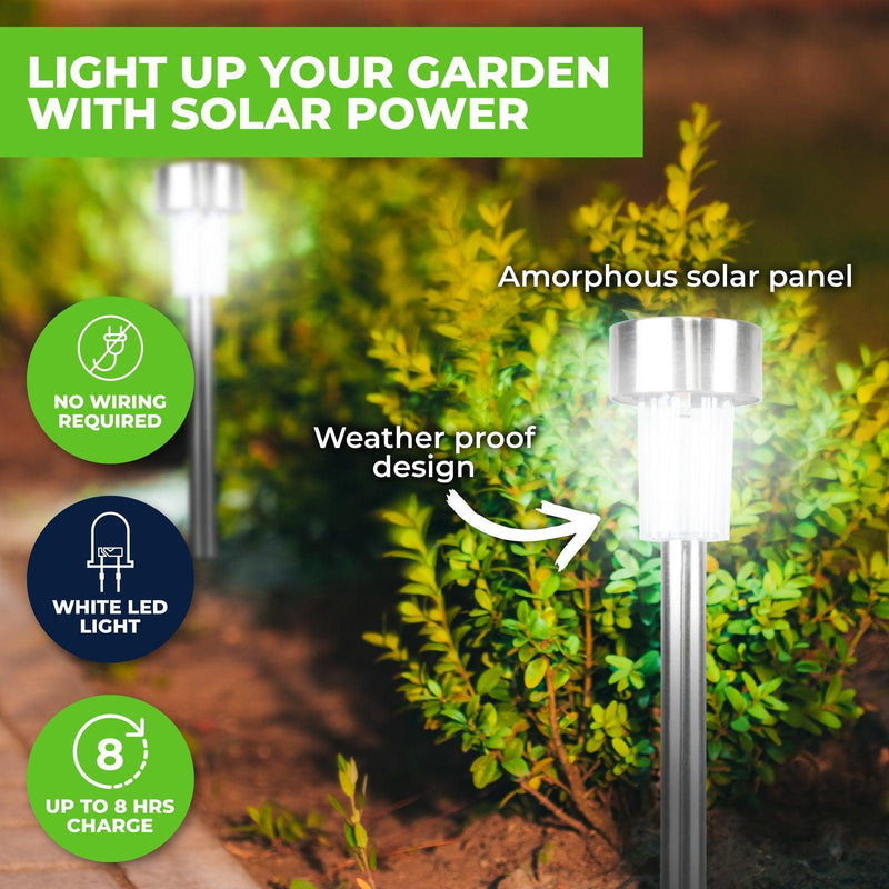 Garden Greens 48PCE Solar Garden/Path Lights Weather Proof Design White LED - John Cootes