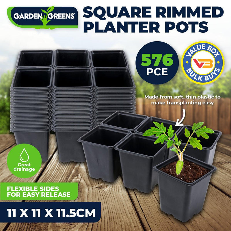 Garden Greens 576PCE Planter Pots Square Reusable Durable 11cm x 11.5cm - John Cootes