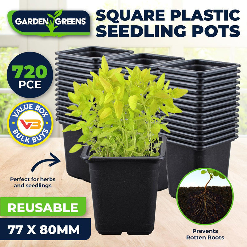 Garden Greens 720PCE Seedling Pots Plastic Square Reusable Durable 7.7 x 8cm - John Cootes