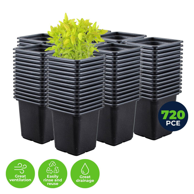 Garden Greens 720PCE Seedling Pots Plastic Square Reusable Durable 7.7 x 8cm - John Cootes