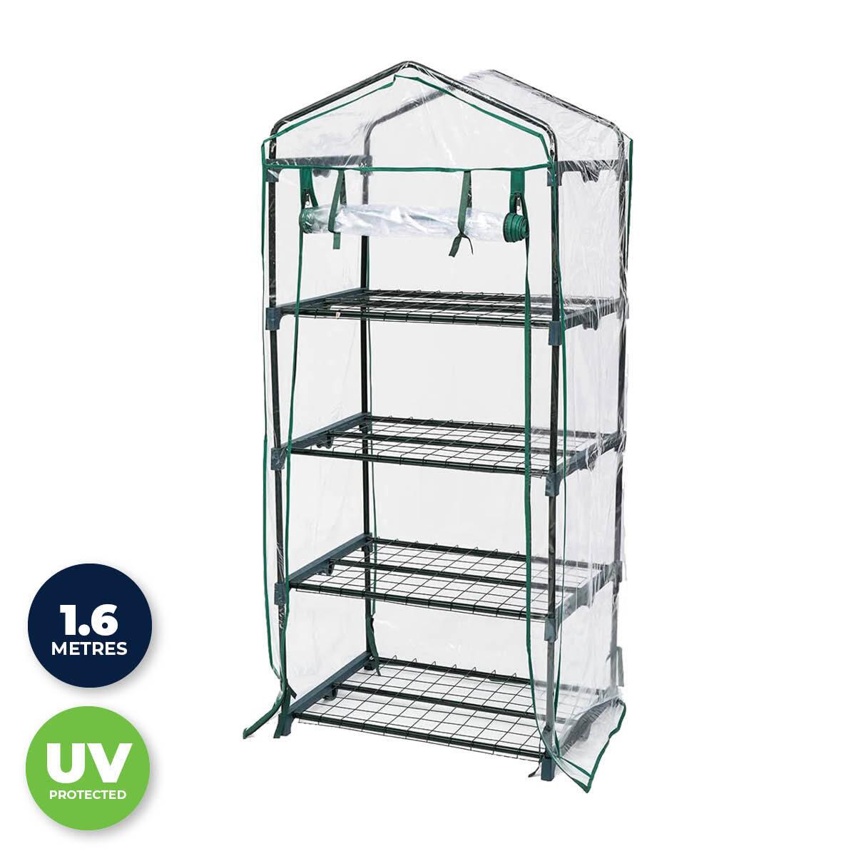 Garden Greens Greenhouse Shed 4 Tier UV Protected Cover Sturdy Structure 1.6m - John Cootes