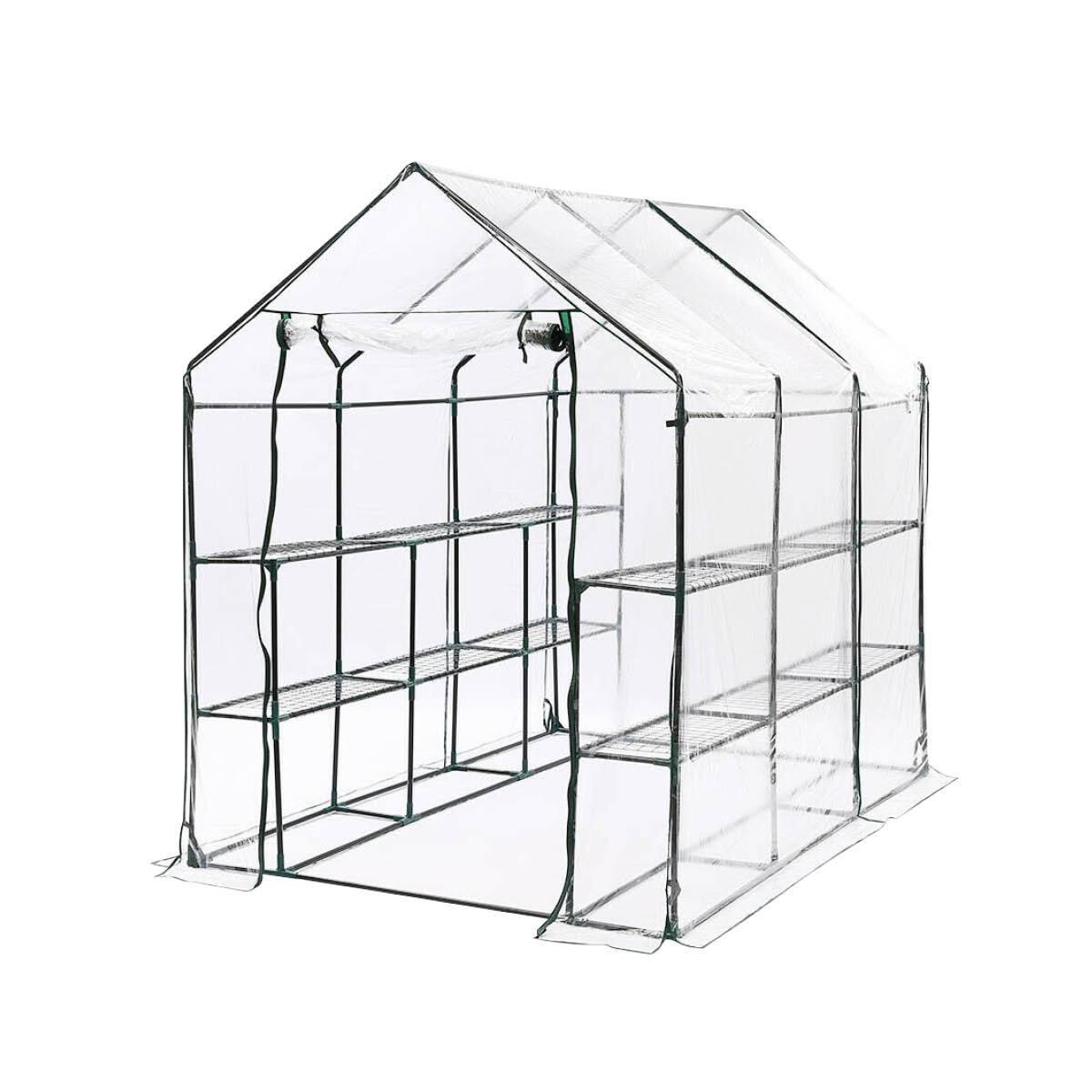 Garden Greens Greenhouse Walk-In Mega Sized Shed 3 Tier Solid Structure 1.95m - John Cootes