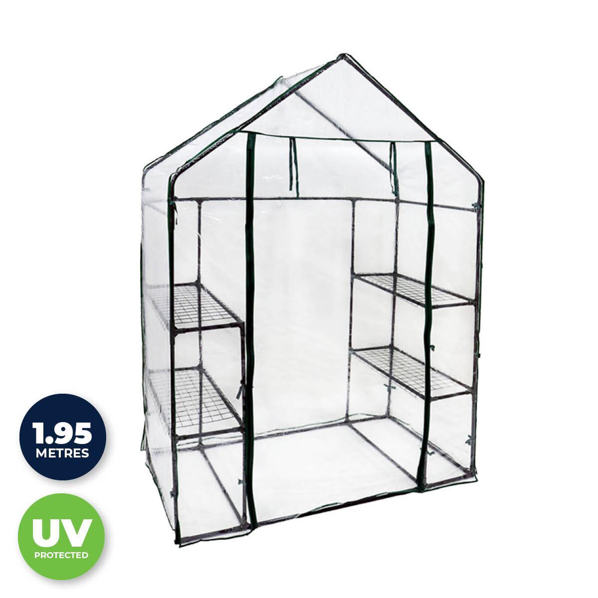 Garden Greens Greenhouse Walk-In Shed 3 Tier Solid Structure & Quality 1.95m - John Cootes