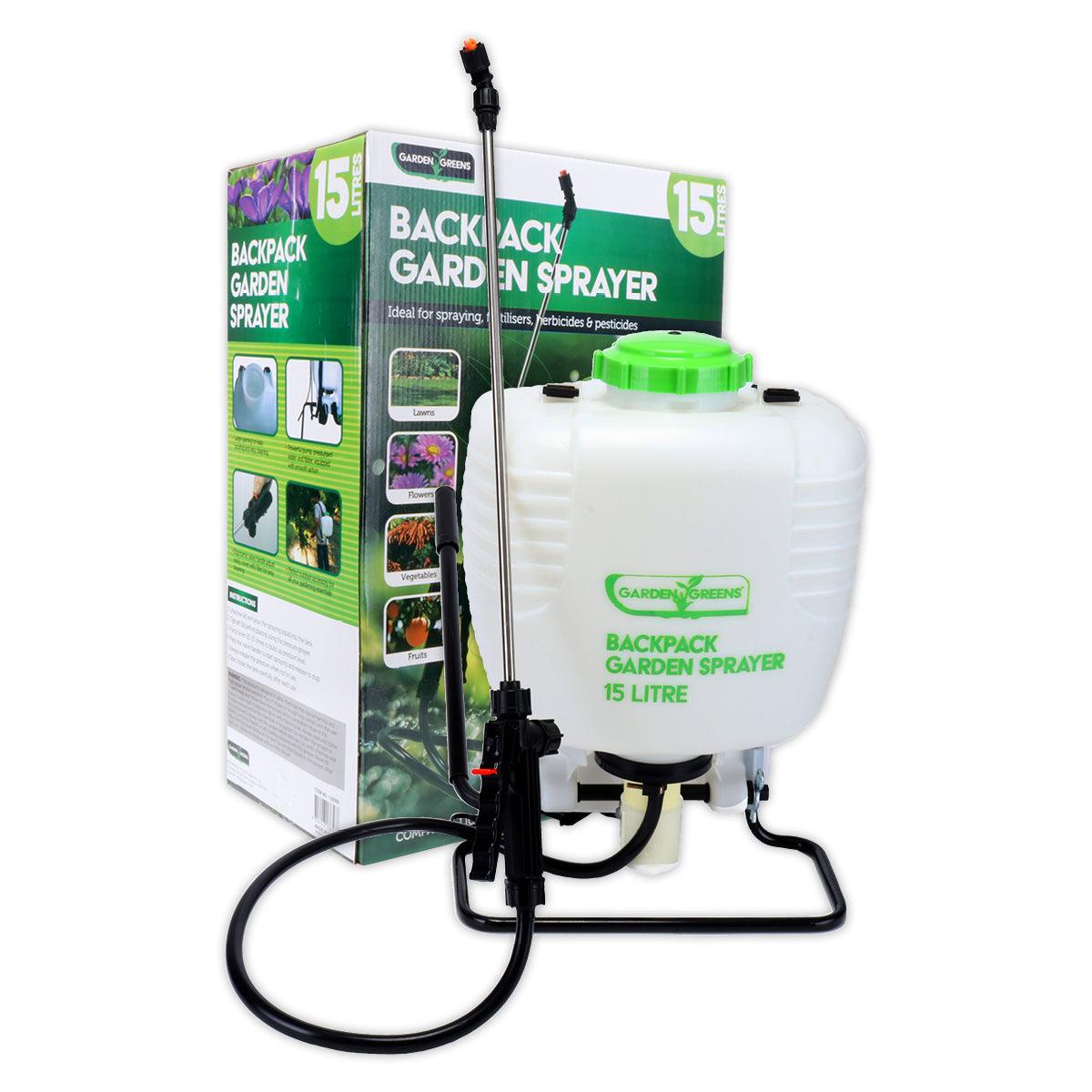 Garden Greens Pressure Sprayer Backpack Design Comfortable Compact 15 Litre - John Cootes