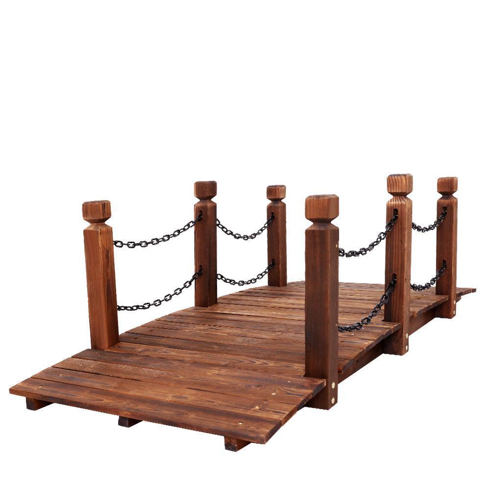 Garden Rustic Chain Bridge Wooden Decoration Decor Landscape 160cm Length Rail - John Cootes