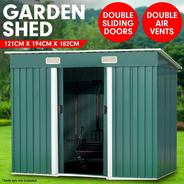 Garden Shed Flat 4ft x 6ft Outdoor Storage Shelter - Green - John Cootes