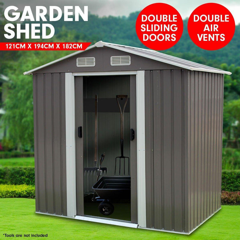Garden Shed Spire Roof 4ft x 6ft Outdoor Storage Shelter - Grey - John Cootes