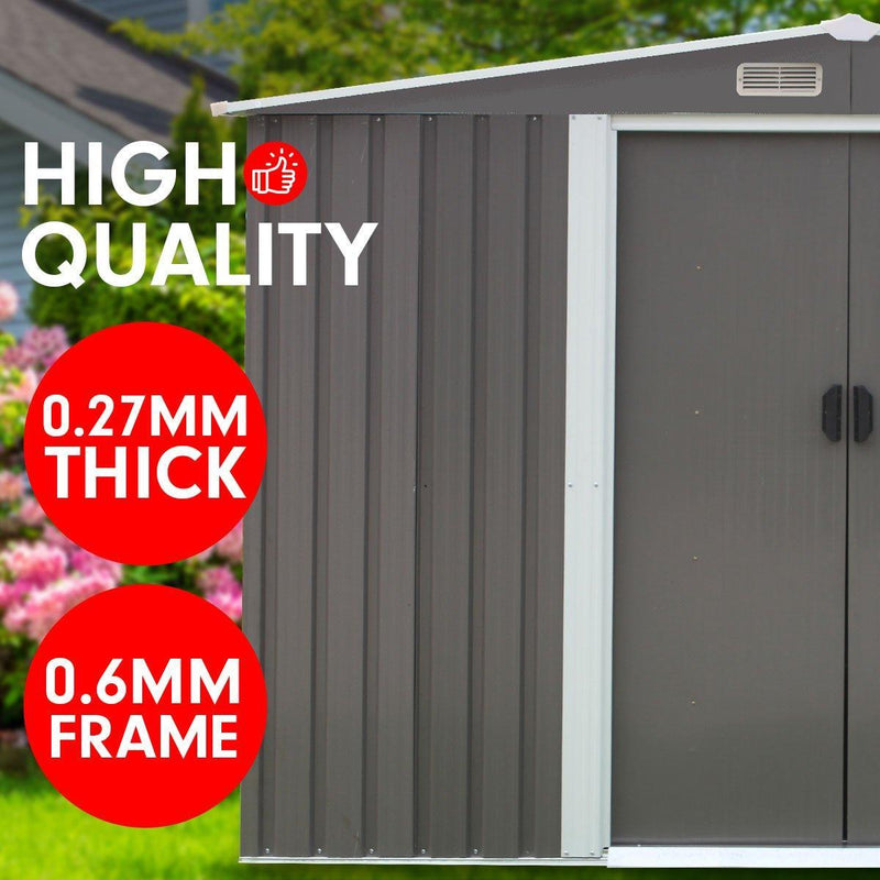 Garden Shed Spire Roof 6ft x 8ft Outdoor Storage Shelter - Grey - John Cootes