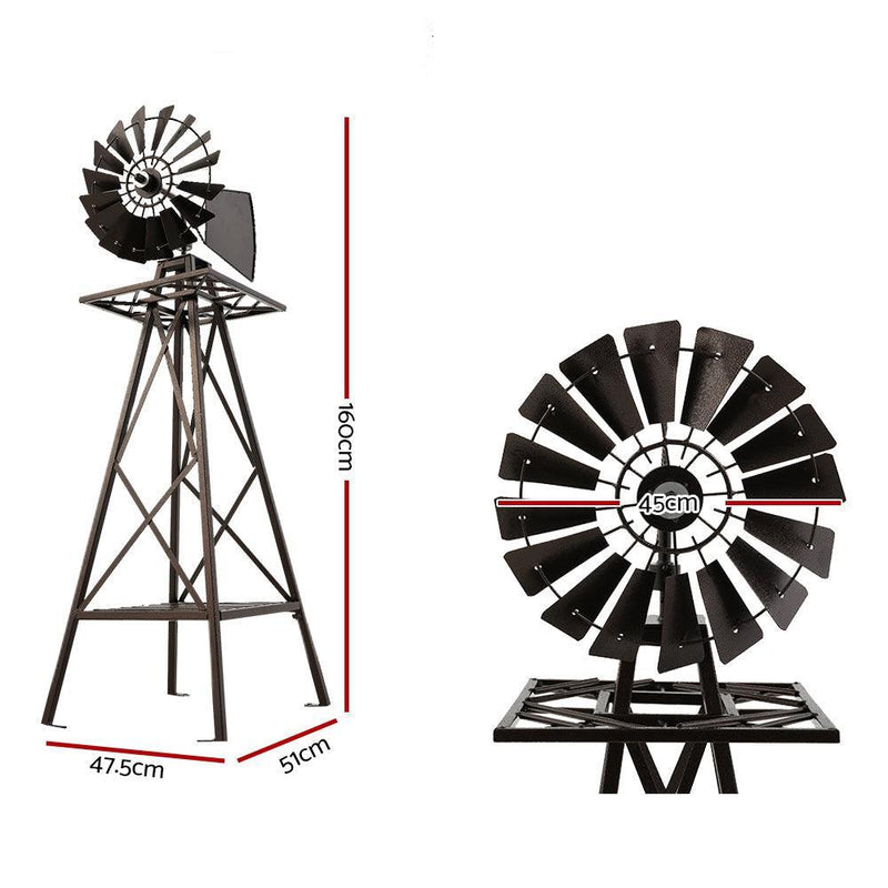 Garden Windmill 160cm Metal Ornaments Outdoor Decor Ornamental Wind Mill - John Cootes