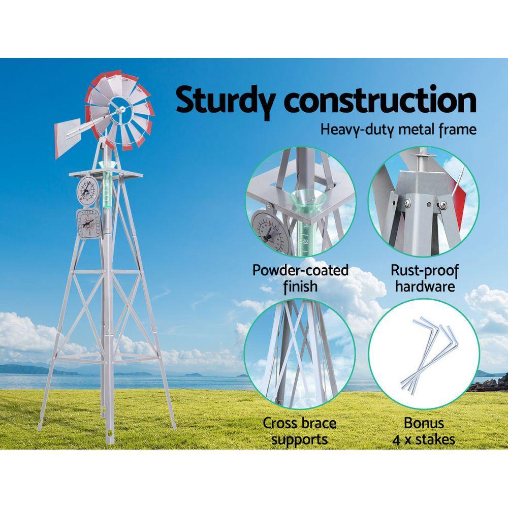 Garden Windmill 4FT 146cm Metal Ornaments Outdoor Decor Ornamental Wind Will - John Cootes