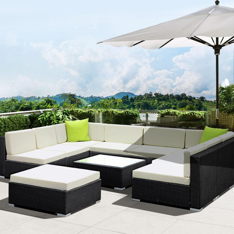 Gardeon 10PC Outdoor Furniture Sofa Set Wicker Garden Patio Lounge - John Cootes