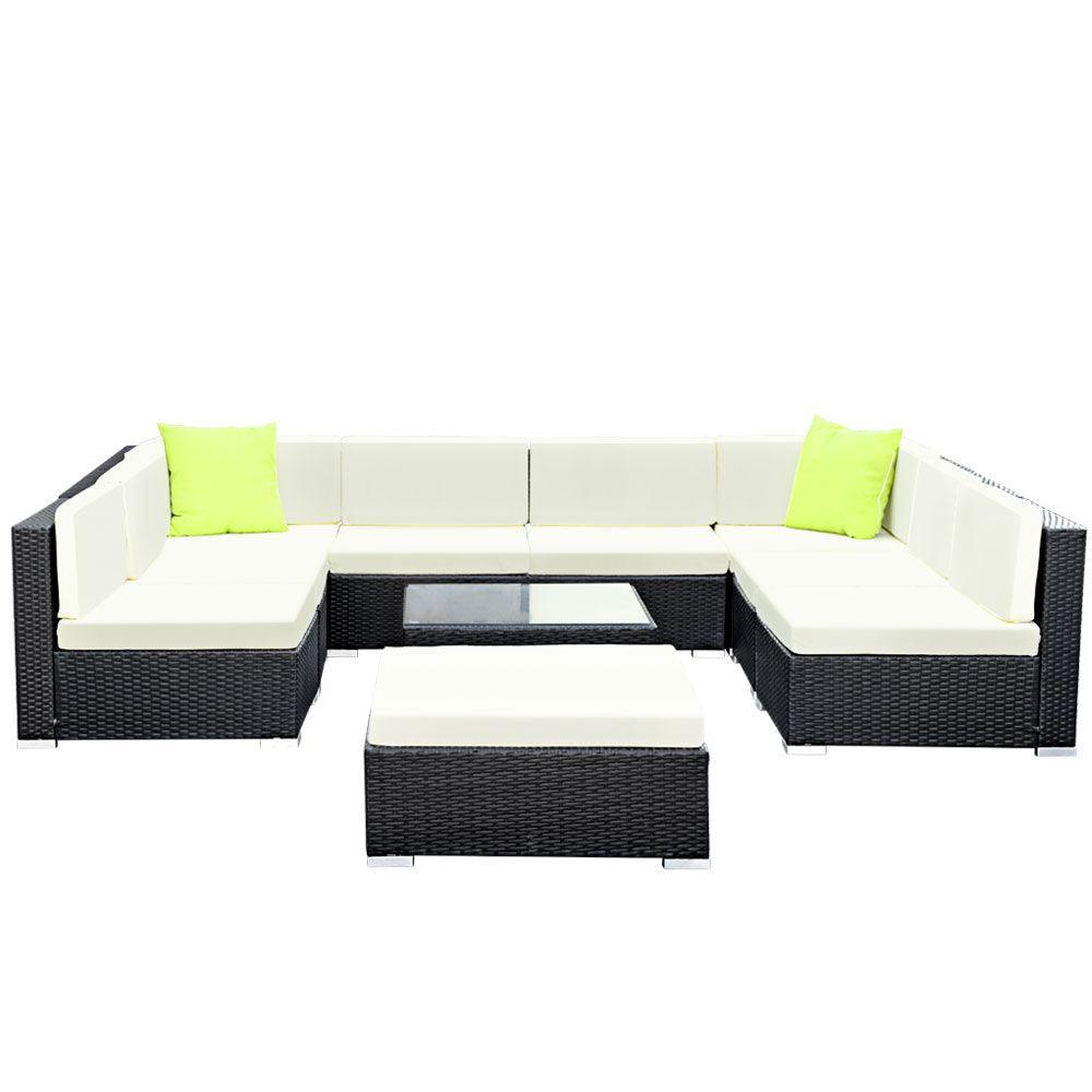 Gardeon 10PC Sofa Set with Storage Cover Outdoor Furniture Wicker - John Cootes