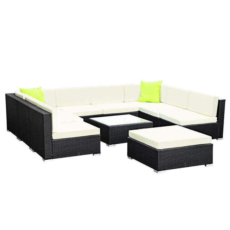 Gardeon 10PC Sofa Set with Storage Cover Outdoor Furniture Wicker - John Cootes