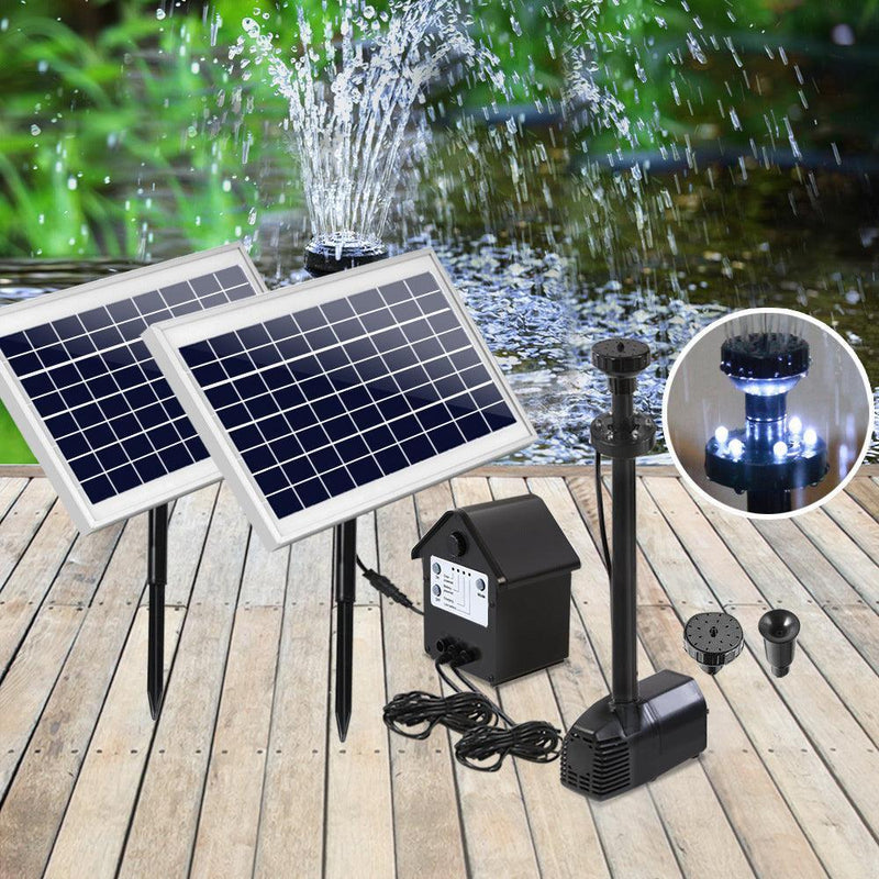Gardeon 110W LED Lights Solar Fountain with Battery Outdoor Fountains Submersible Water Pump - John Cootes