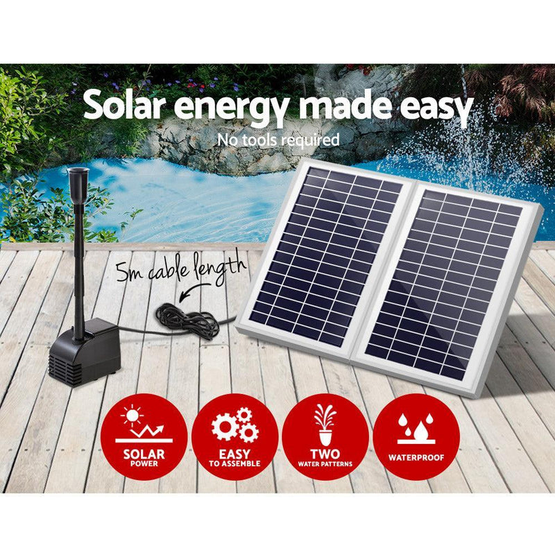 Gardeon 110W Solar Powered Water Pond Pump Outdoor Submersible Fountains - John Cootes