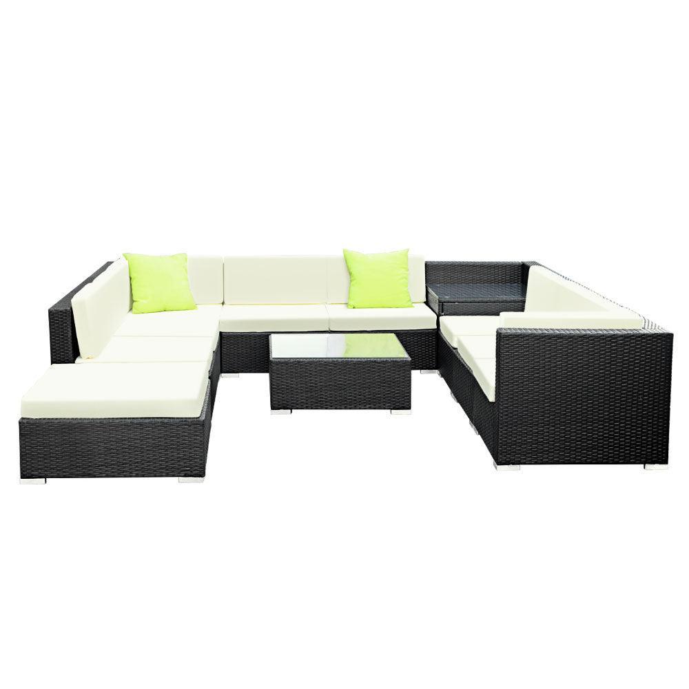 Gardeon 11PC Outdoor Furniture Sofa Set Wicker Garden Patio Lounge - John Cootes