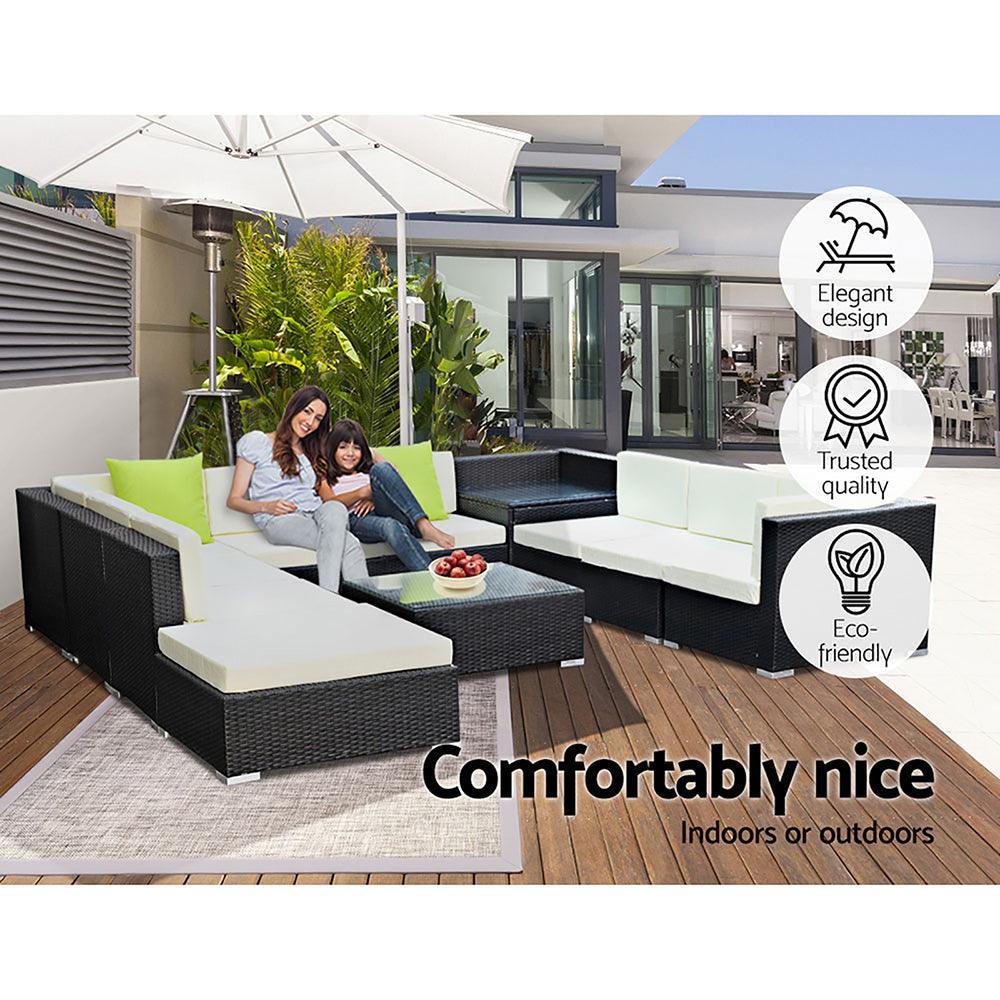 Gardeon 11PC Outdoor Furniture Sofa Set Wicker Garden Patio Lounge - John Cootes