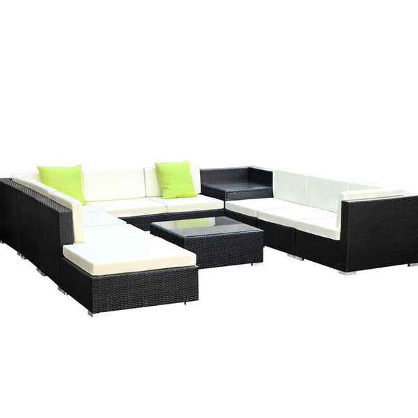 Gardeon 11PC Sofa Set with Storage Cover Outdoor Furniture Wicker - John Cootes