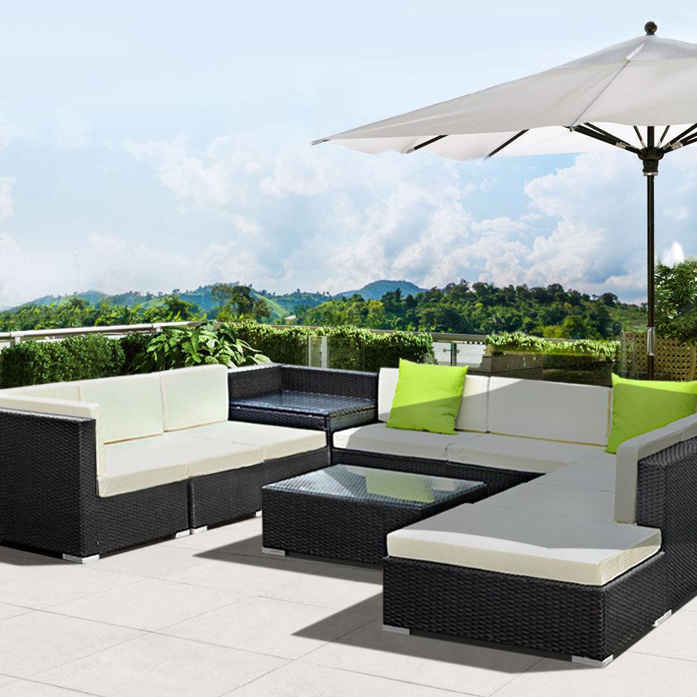 Gardeon 11PC Sofa Set with Storage Cover Outdoor Furniture Wicker - John Cootes