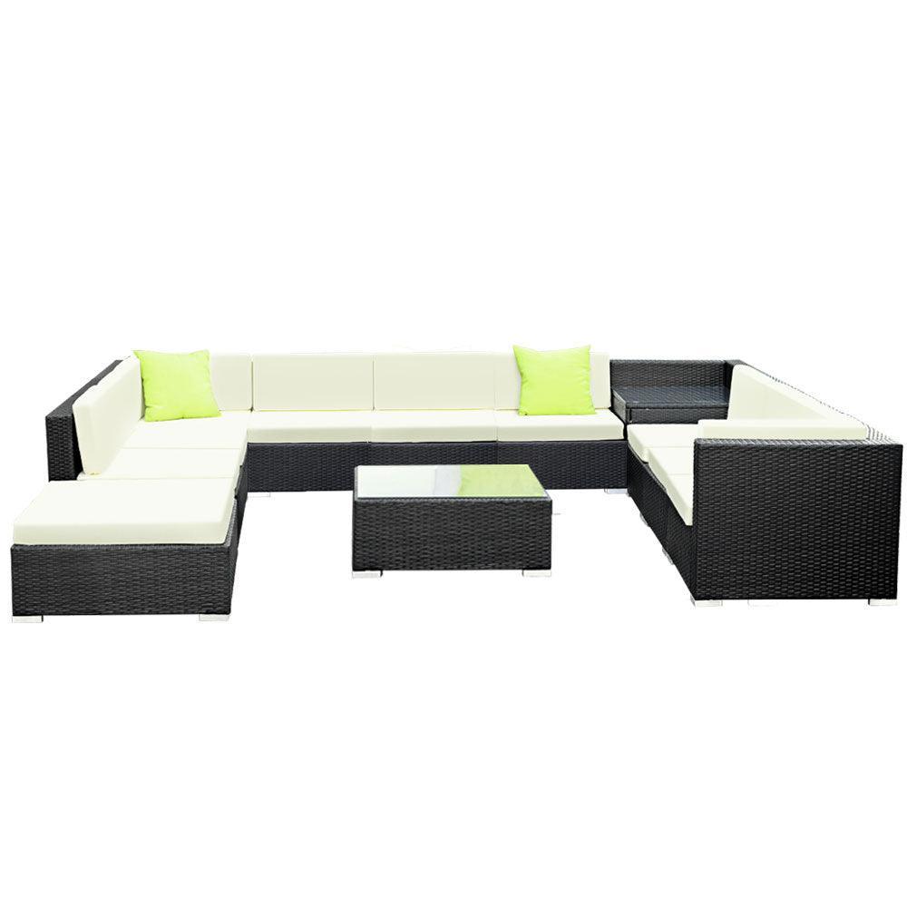 Gardeon 12PC Sofa Set with Storage Cover Outdoor Furniture Wicker - John Cootes