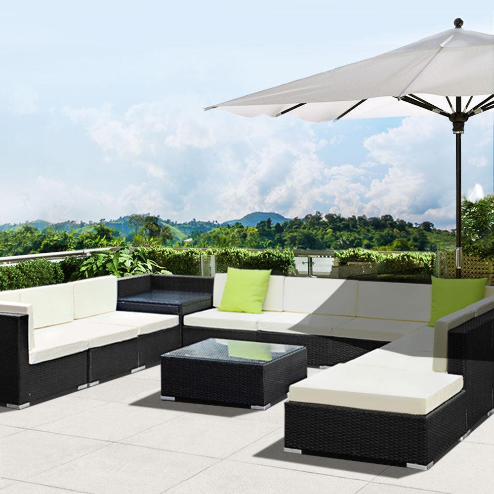 Gardeon 12PC Sofa Set with Storage Cover Outdoor Furniture Wicker - John Cootes