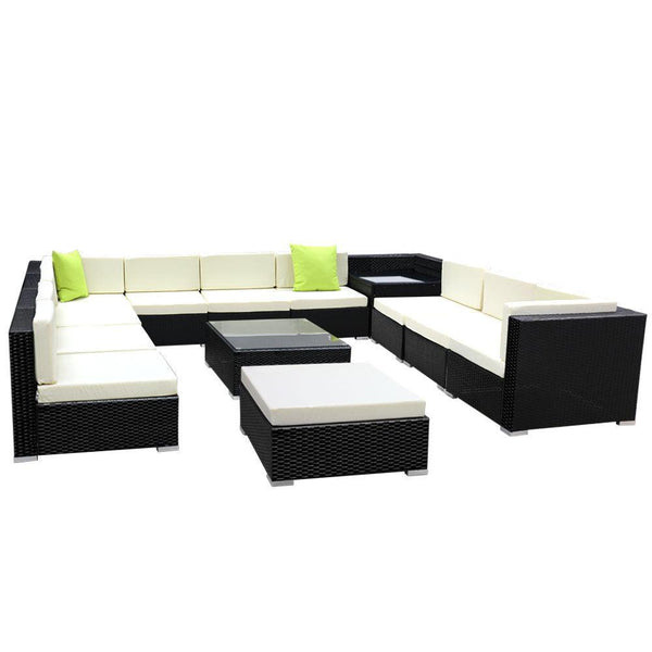 Gardeon 13PC Sofa Set with Storage Cover Outdoor Furniture Wicker - John Cootes
