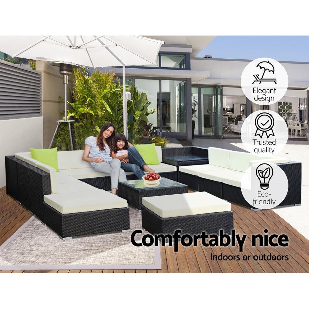 Gardeon 13PC Sofa Set with Storage Cover Outdoor Furniture Wicker - John Cootes