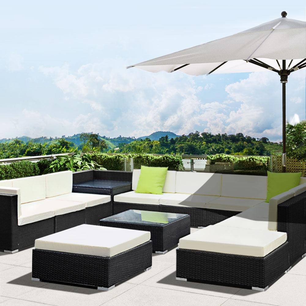 Gardeon 13PC Sofa Set with Storage Cover Outdoor Furniture Wicker - John Cootes