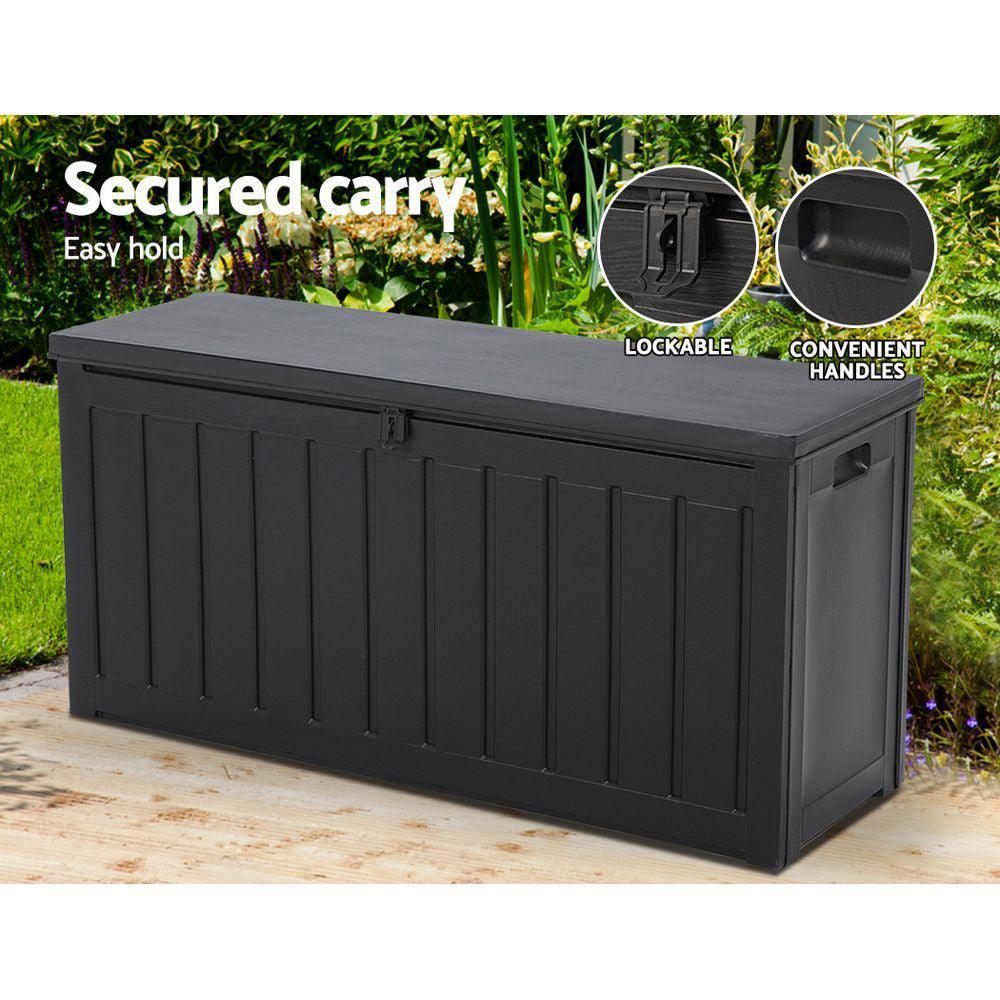 Gardeon 240L Outdoor Storage Box Lockable Bench Seat Garden Deck Toy Tool Sheds - John Cootes