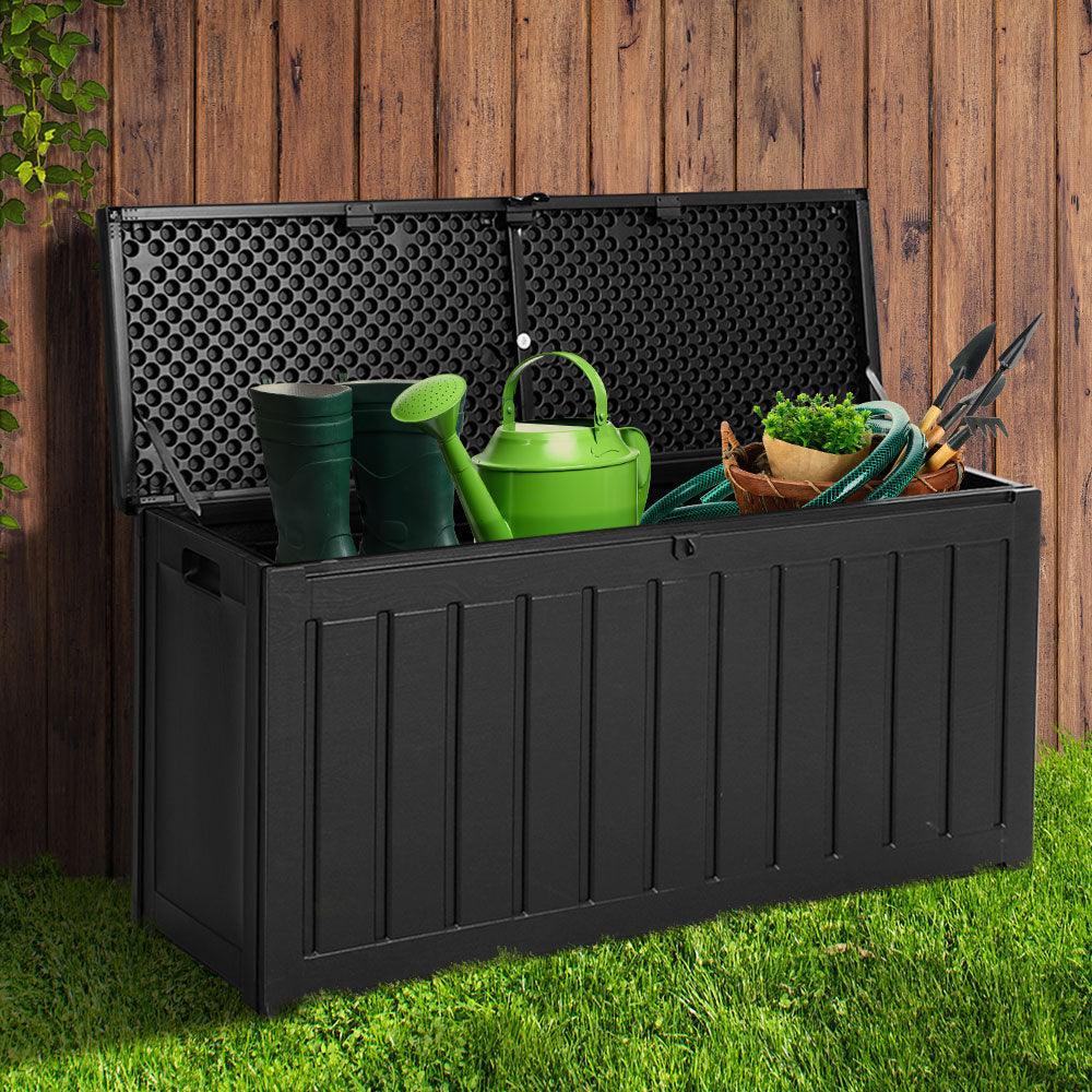 Gardeon 240L Outdoor Storage Box Lockable Bench Seat Garden Deck Toy Tool Sheds - John Cootes