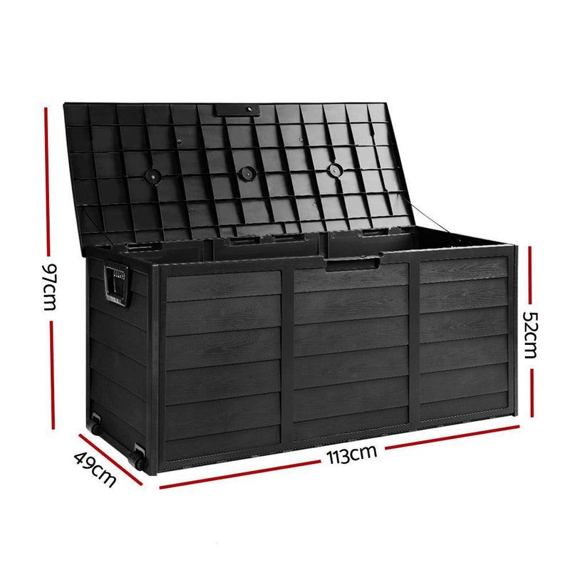 Gardeon 290L Outdoor Storage Box - All Black - John Cootes