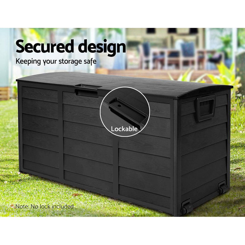 Gardeon 290L Outdoor Storage Box - All Black - John Cootes