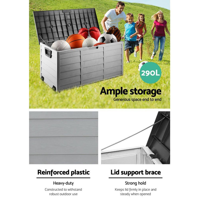 Gardeon 290L Outdoor Storage Box - Black - John Cootes