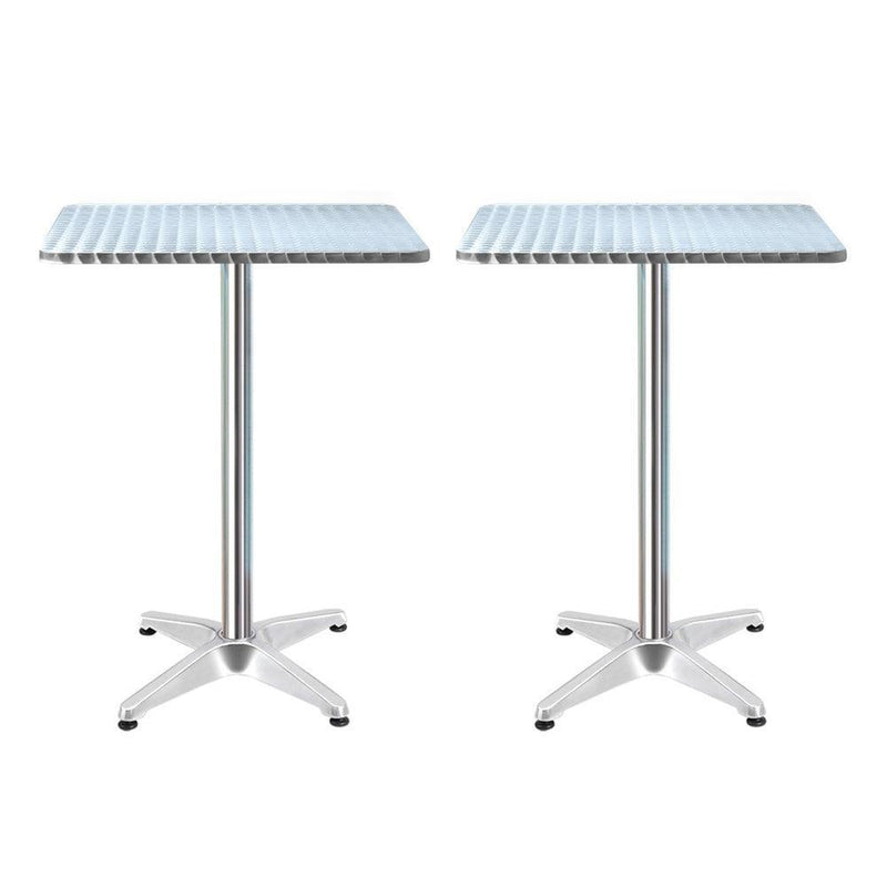 Gardeon 2pcs Outdoor Bar Table Furniture Adjustable Aluminium Square Cafe Table - John Cootes