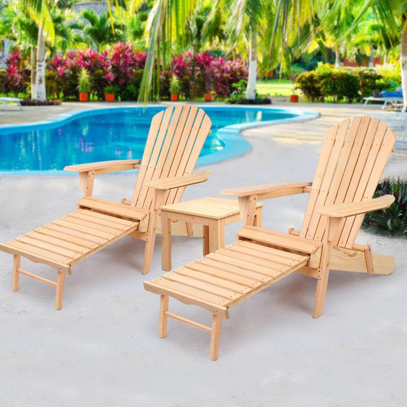 Gardeon 3 Piece Outdoor Beach Chair and Table Set - John Cootes