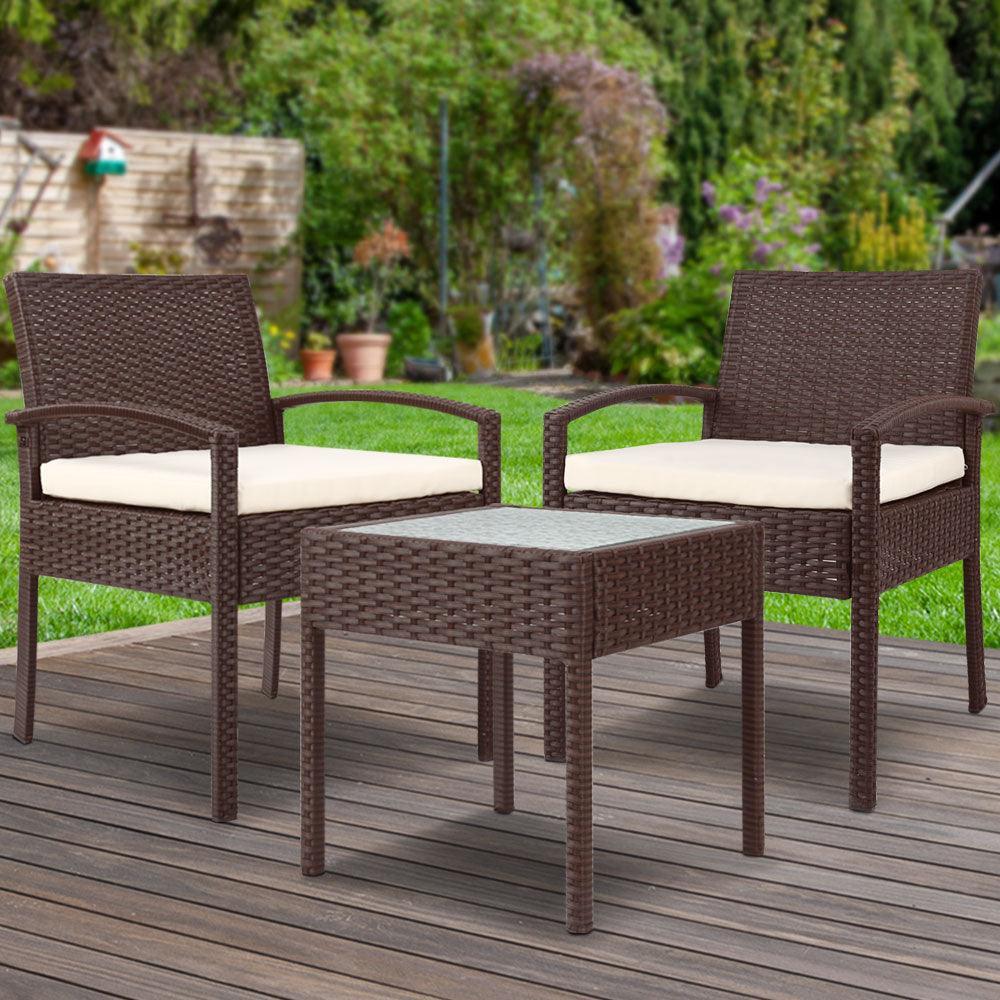 Gardeon 3-piece Outdoor Set - Brown - John Cootes