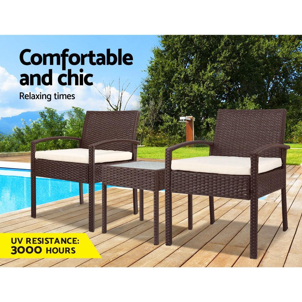 Gardeon 3-piece Outdoor Set - Brown - John Cootes