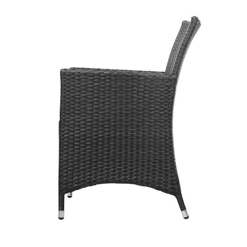 Gardeon 3 Piece Wicker Outdoor Furniture Set - Black - John Cootes