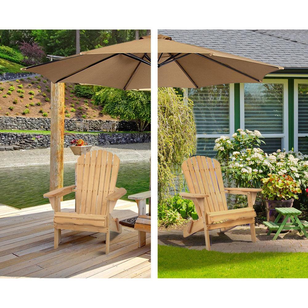 Gardeon 3 Piece Wooden Outdoor Beach Chair and Table Set - John Cootes