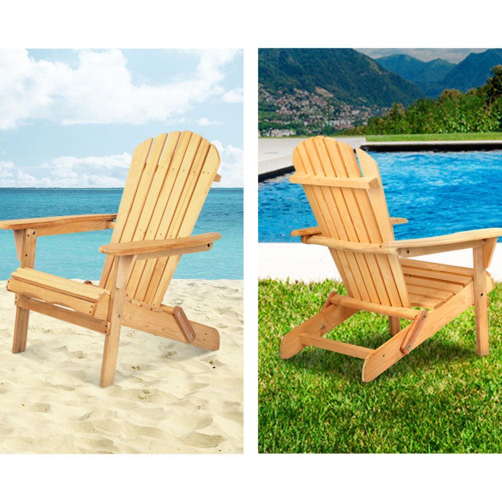 Gardeon 3 Piece Wooden Outdoor Beach Chair and Table Set - John Cootes