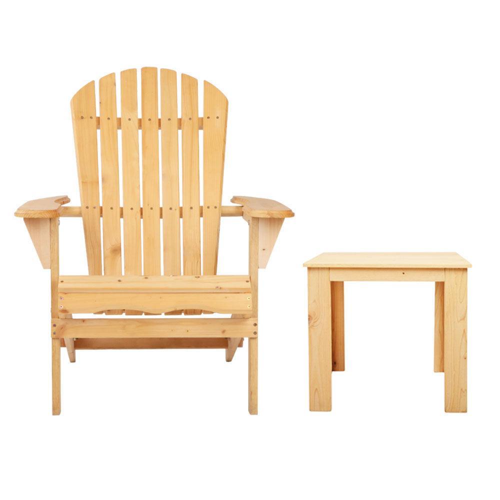 Gardeon 3 Piece Wooden Outdoor Beach Chair and Table Set - John Cootes