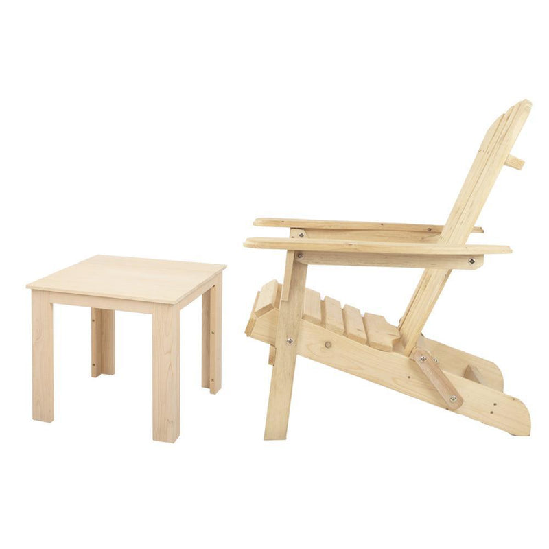 Gardeon 3 Piece Wooden Outdoor Beach Chair and Table Set - John Cootes