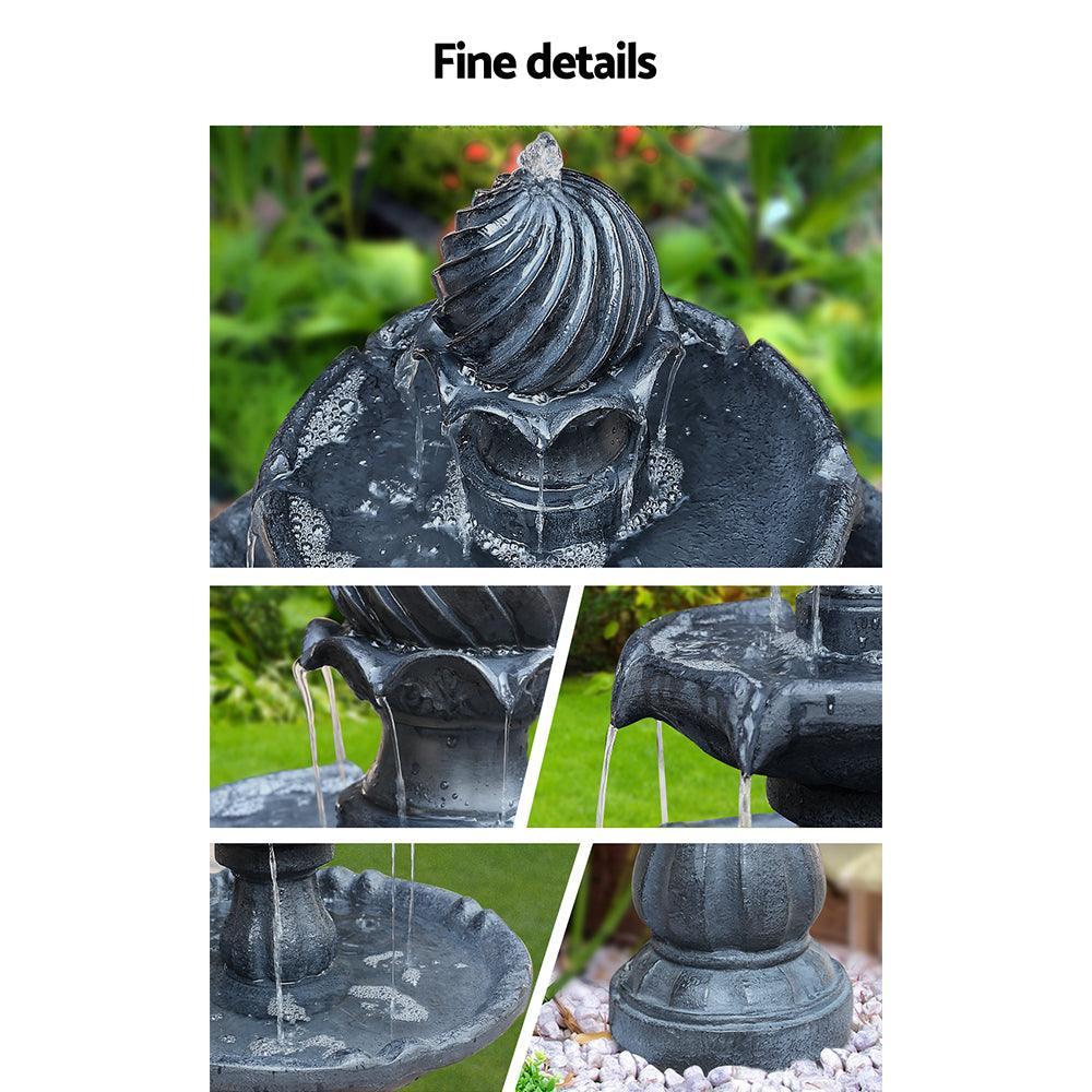 Gardeon 3-Tier Solar Powered Water Fountain in Black - John Cootes